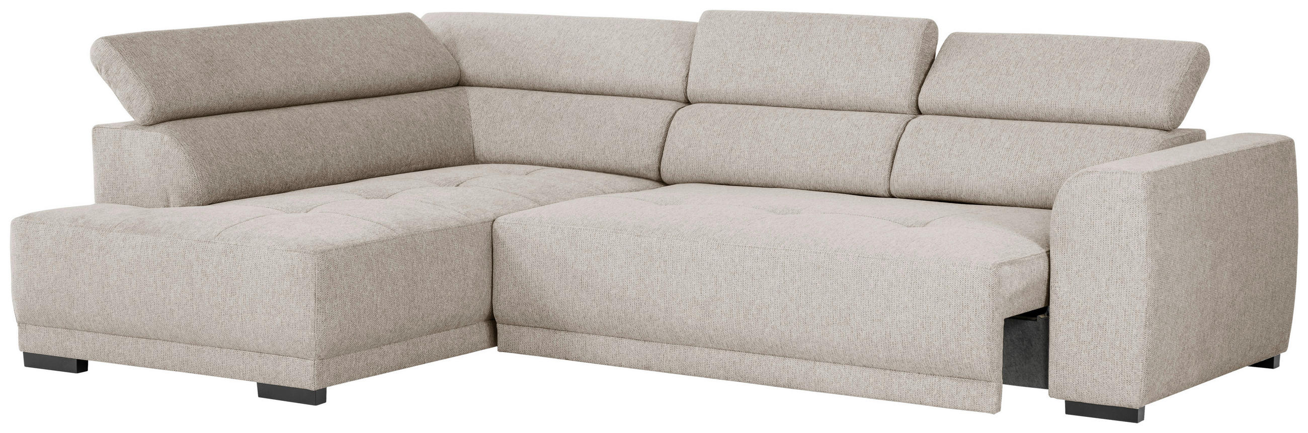 ECKSOFA in Struktur Greige  205/284 cm  - Greige/Schwarz, Design, Kunststoff/Textil (205/284cm) - Xora