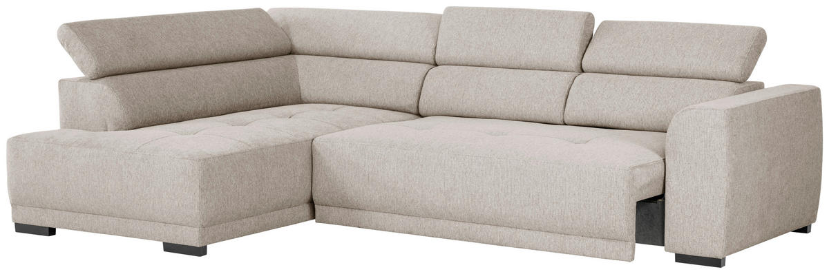 ECKSOFA in Struktur Greige  - Greige/Schwarz, Design, Kunststoff/Textil (205/284cm) - MID.YOU