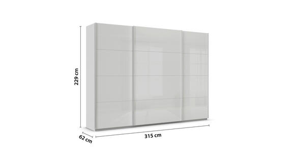SCHWEBETÜRENSCHRANK  in Seidengrau  - Seidengrau/Alufarben, KONVENTIONELL, Glas/Holzwerkstoff (315/229/62cm) - Xora