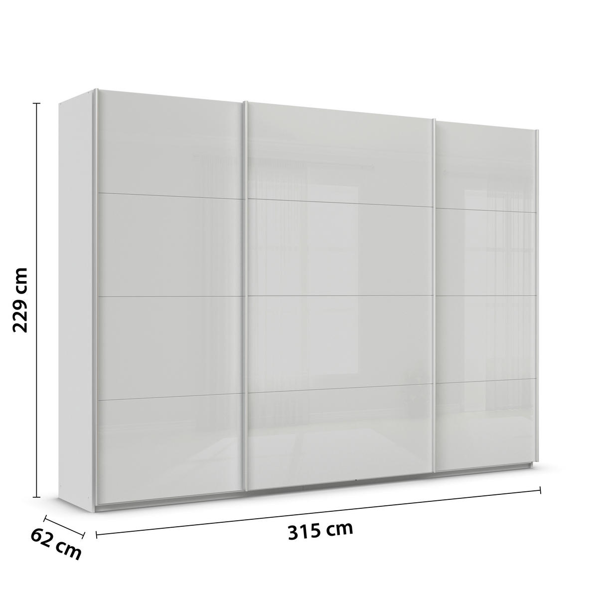 SCHWEBETÜRENSCHRANK in Seidengrau  - Seidengrau/Alufarben, Konventionell, Glas/Holzwerkstoff (315/229/62cm) - Xora
