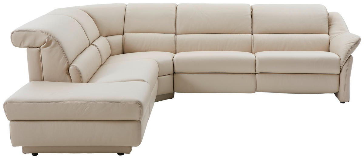 ECKSOFA Echtleder Hellgrau  - Hellgrau/Schwarz, Konventionell, Leder/Kunststoff (288/271cm) - Himolla Komfortklass