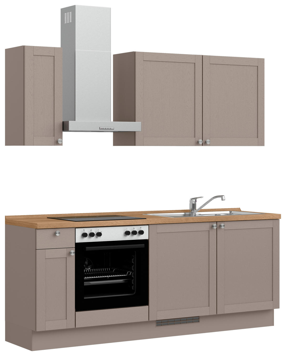 KÜCHENLEERBLOCK Frame 210 cm  in Eichefarben, Beigebraun  - Edelstahlfarben/Eichefarben, MODERN, Holzwerkstoff/Metall (210cm) - Nobilia