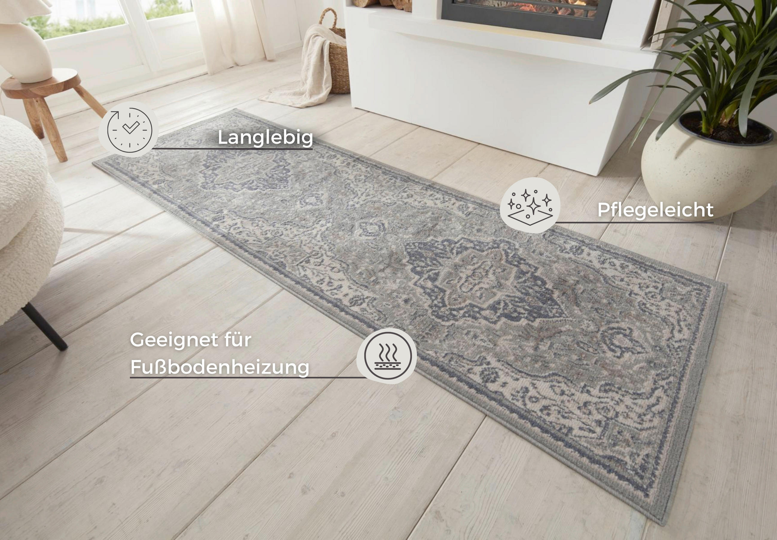 LÄUFER 80/200 cm Terrain  - Creme, Design, Kunststoff/Textil (80/200cm)