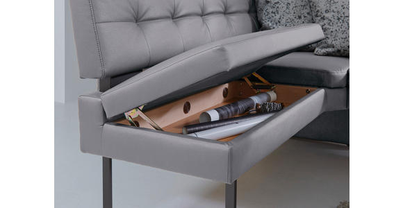 ECKBANK 158/200 cm Mikrofaser Graublau - Graublau/Schwarz, Design, Textil/Metall (158/200cm) - Dieter Knoll