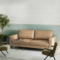 3-SITZER-SOFA  in Lederlook Echtleder Sandfarben Modern  - Sandfarben/Schwarz, Design, Leder/Textil (188/85/92cm) - Livetastic