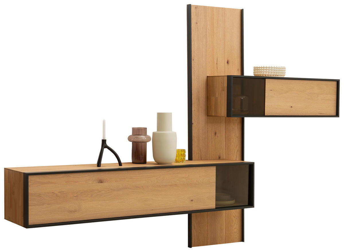 WOHNWAND  in Eichefarben  307/213/42 cm  - Eichefarben, Design, Glas/Holz (307/213/42cm) - Schöner Wohnen
