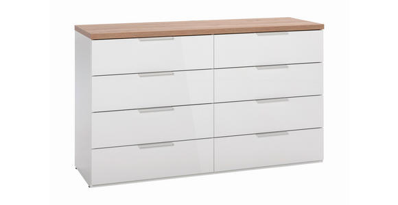 SIDEBOARD 136/82/44 cm  in Eiche Artisan, Weiß Hochglanz  - Weiß Hochglanz/Schwarz, Basics, Holzwerkstoff/Kunststoff (136/82/44cm) - Carryhome