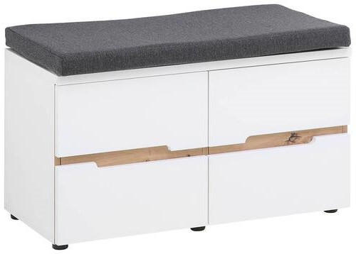 Voleo Garderobenbank Memphis Weiß, Eiche Artisan 80x48x38 cm