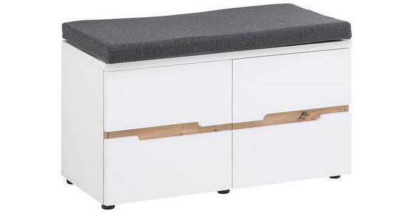 GARDEROBENBANK Webstoff Weiß, Eiche Artisan - Schwarz/Weiß, Design, Kunststoff/Textil (80/48/38cm) - Voleo