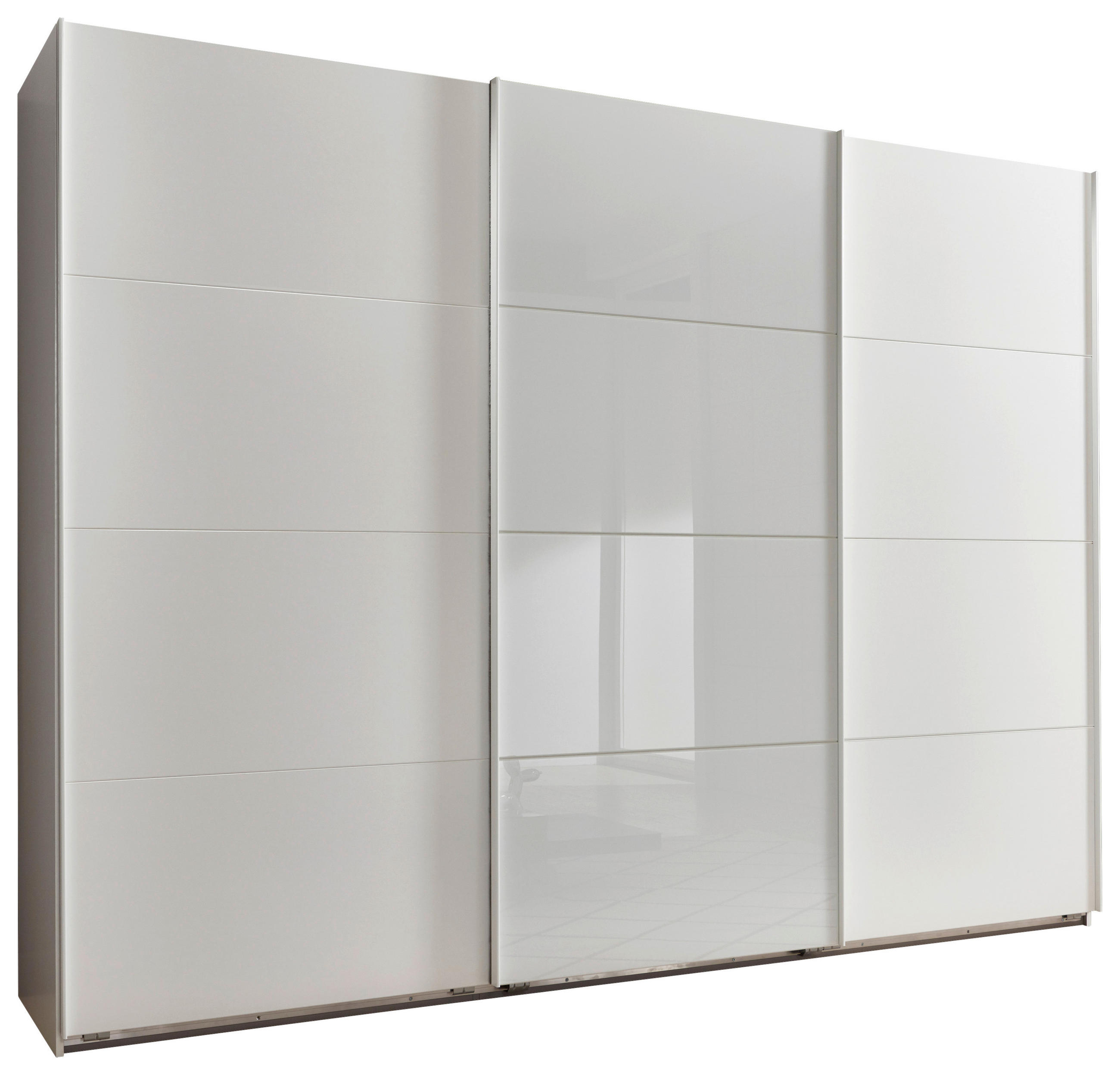 SCHWEBETÜRENSCHRANK in Weiss  - Weiss, Design, Glas/Holzwerkstoff (270/210/65cm) - Carryhome