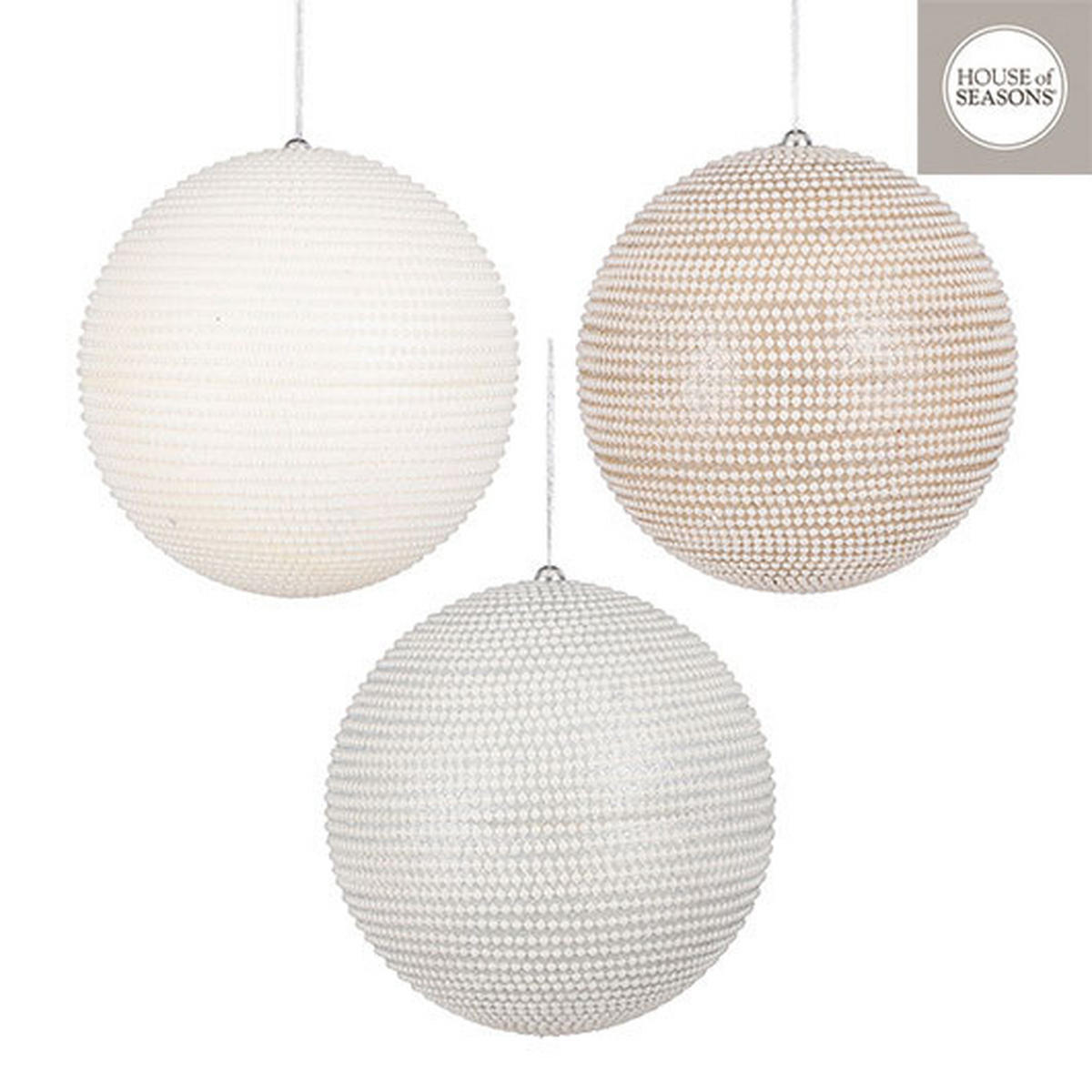 KUGLA ZA JELKU - šampanjac/bela, plastika (20cm)