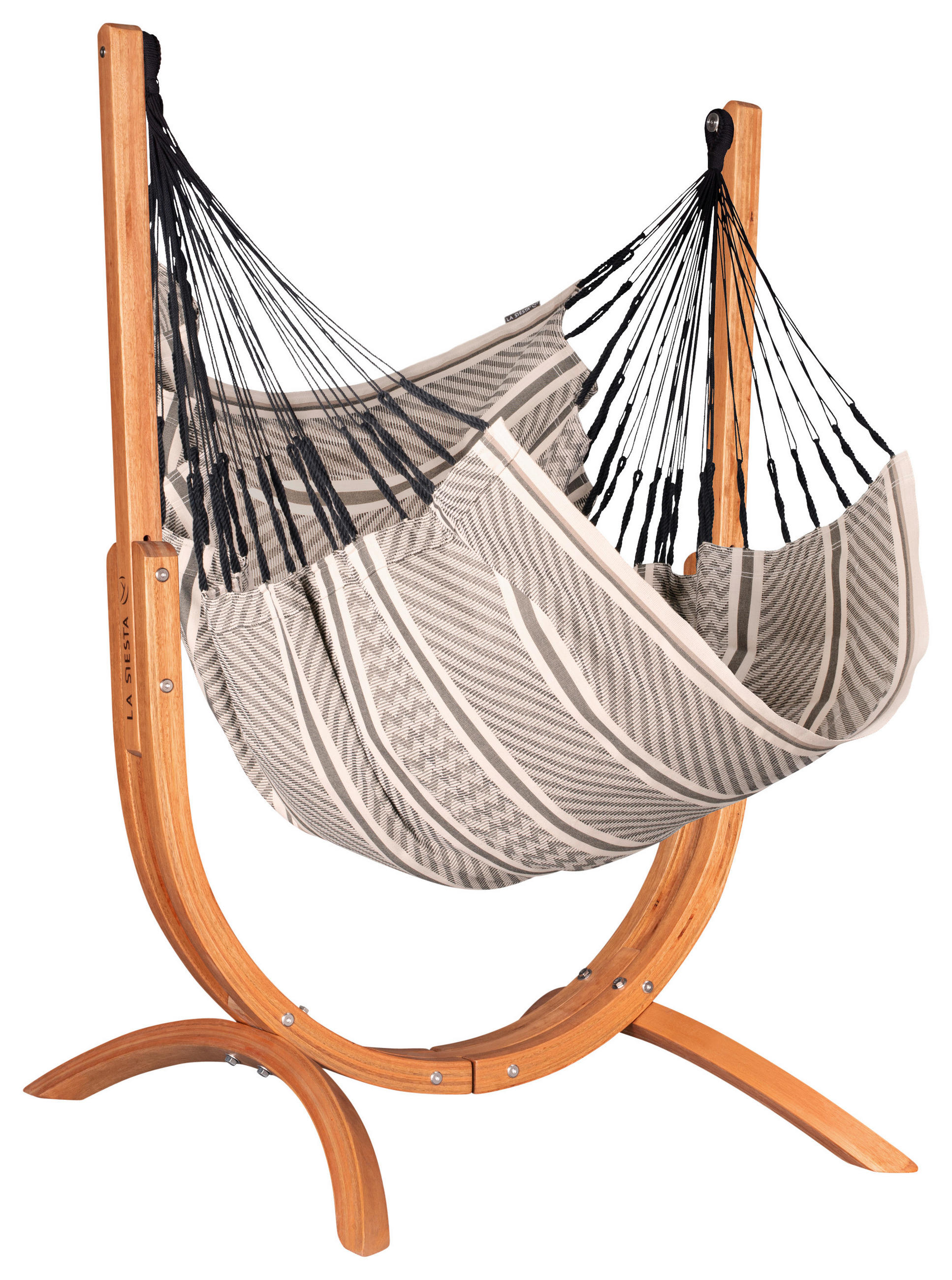 HÄNGEMATTE  - Eukalyptusholzfarben/Schwarz, KONVENTIONELL, Holz/Textil (103-106/152-163/107cm) - La Siesta