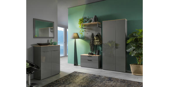 GARDEROBENSCHRANK Galaverna  in 83,1/187,2/35,1 cm  - Grau Hochglanz/Anthrazit, Design, Holzwerkstoff (83,1/187,2/35,1cm) - Carryhome