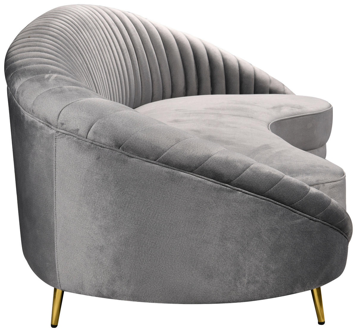3-SITZER-SOFA ELARA Samt Grau  - Goldfarben/Grau, Design, Textil/Metall (246/81/111cm) - MID.YOU