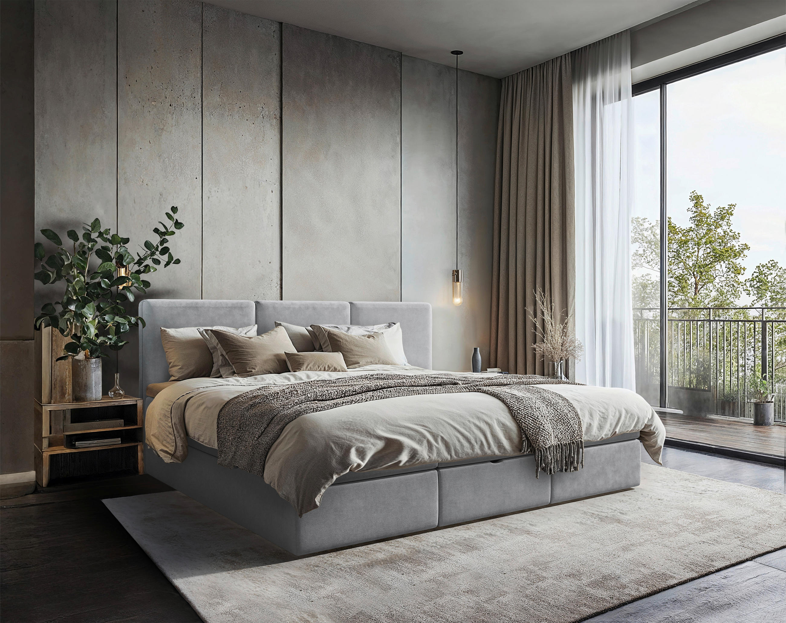 FAMILIENBETT - Dunkelgrau/Schwarz, MODERN, Holz/Kunststoff (240/200cm) - MID.YOU