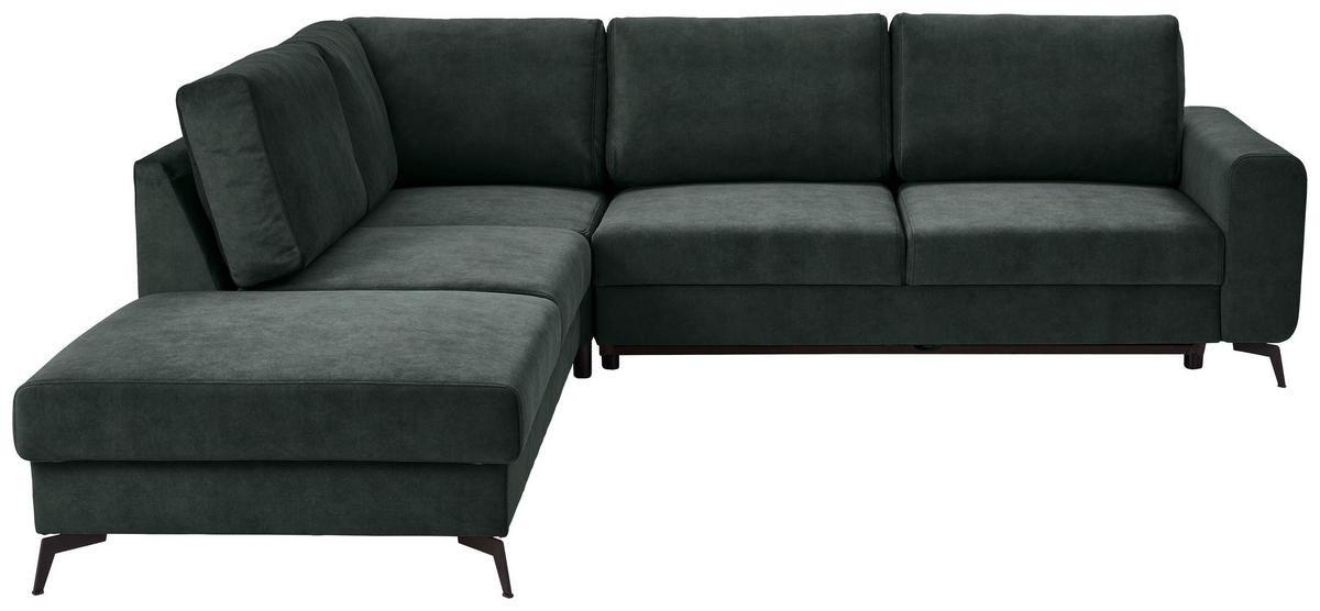 ECKSOFA  in Chenille Dunkelgrün  257/275 cm  - Dunkelgrün/Schwarz, KONVENTIONELL, Textil/Metall (257/275cm) - MID.YOU