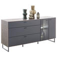 SIDEBOARD Schwarz, Eichefarben  178/84/44 cm  - Eichefarben/Anthrazit, Design, Glas/Holz (178/84/44cm) - Novel