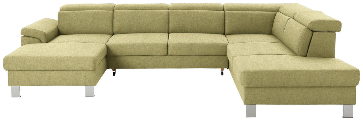 WOHNLANDSCHAFT in Webstoff Grün  - Silberfarben/Grün, Design, Textil/Metall (168/320/226cm) - Xora