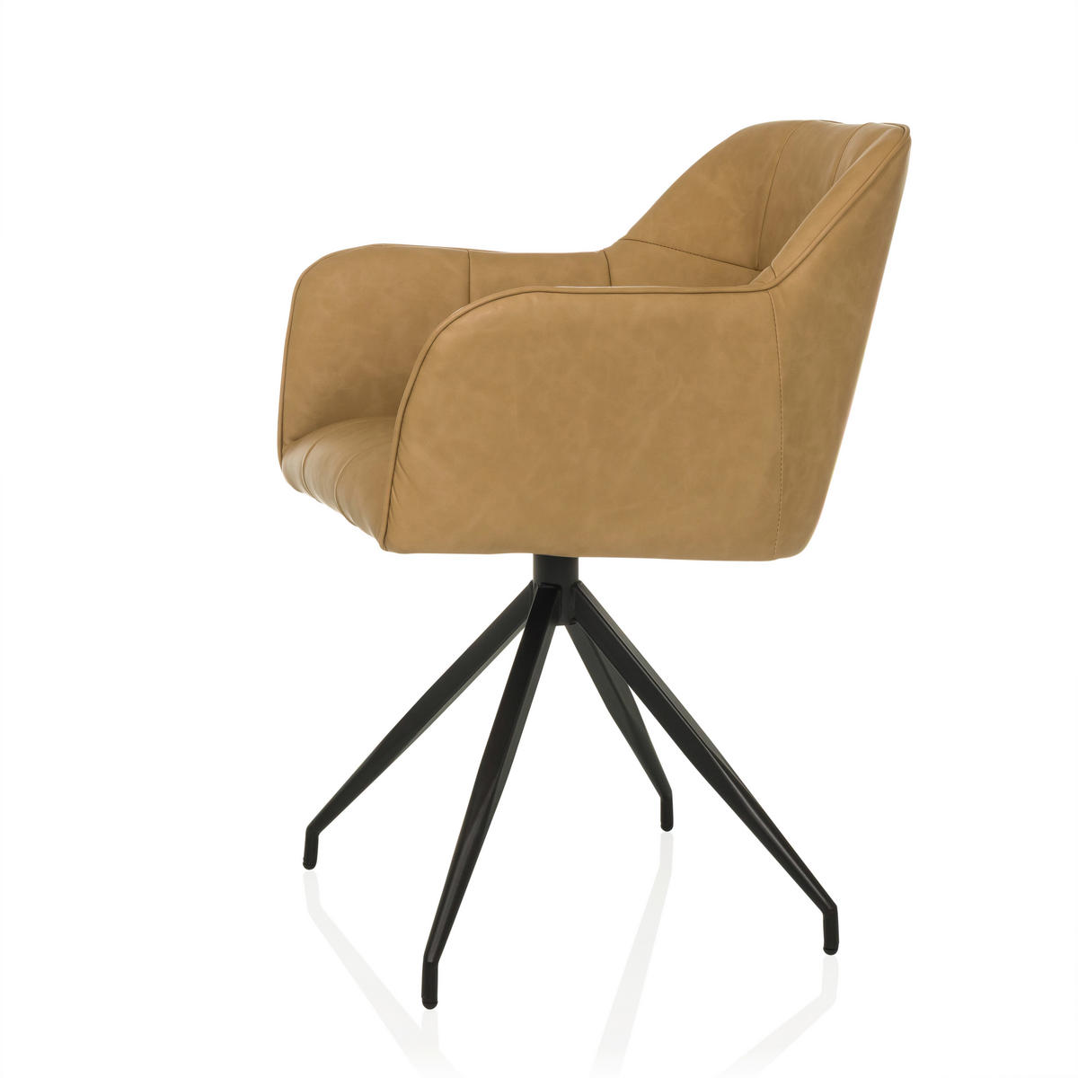 ARMLEHNSTUHL  in Lederlook  - Cognac/Schwarz, MODERN, Leder/Metall (61/90/56cm) - MID.YOU