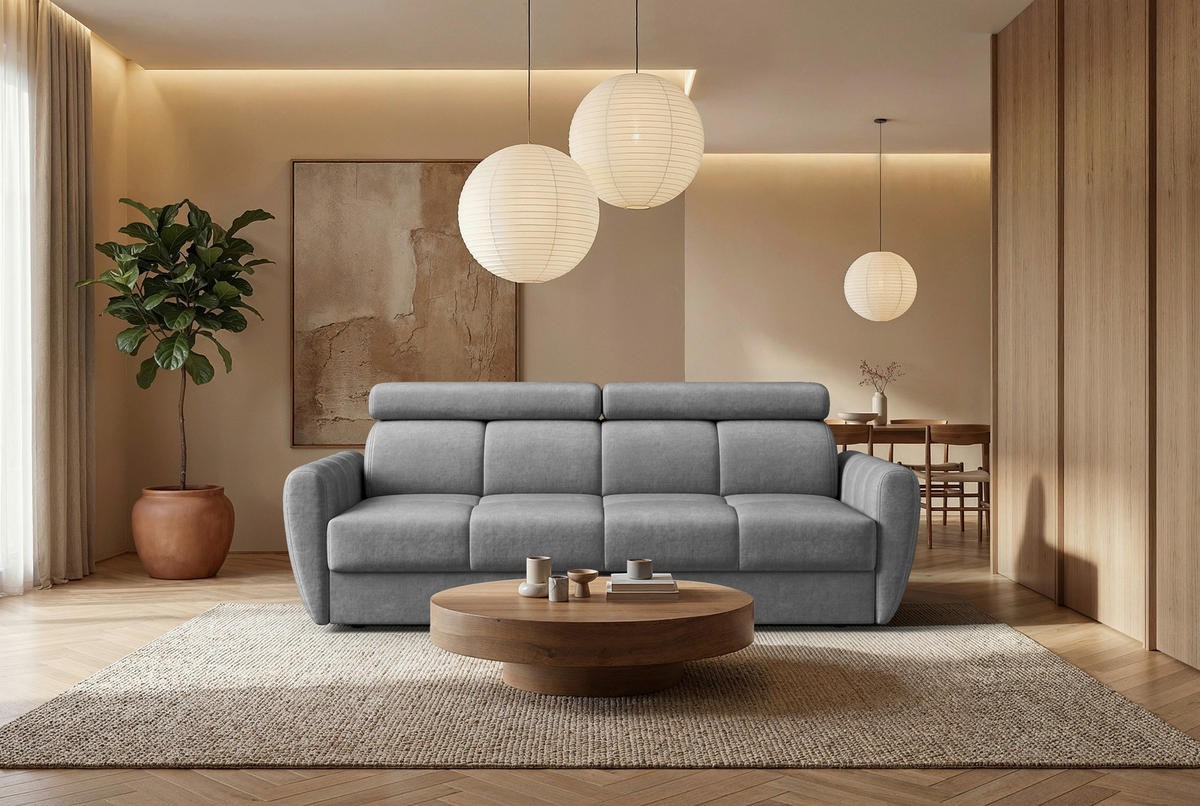 SCHLAFSOFA Flachgewebe Grau  - Schwarz/Grau, KONVENTIONELL, Textil/Metall (227/86-100/99cm) - Milino