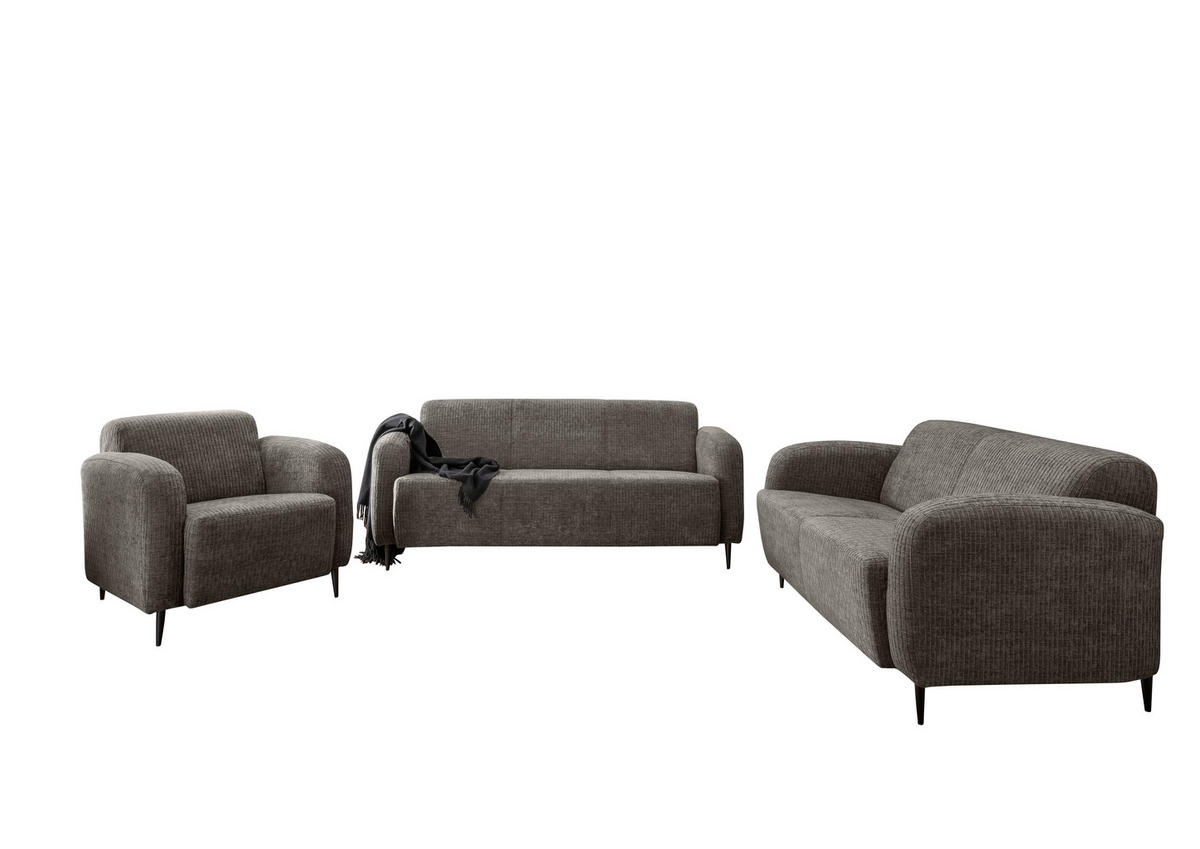 2-SITZER-SOFA Mikrofaser Graubraun  - Graubraun/Schwarz, MODERN, Textil/Metall (140/76/90cm) - Livetastic