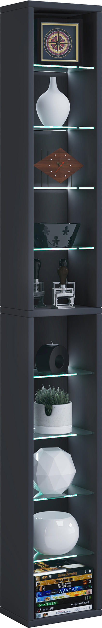 REGAL  21/152/14 cm Schwarz  - Schwarz, Basics, Glas/Holzwerkstoff (21/152/14cm) - MID.YOU