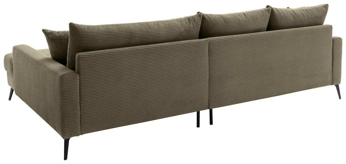 ECKSOFA Grün Cord  - Schwarz/Grün, KONVENTIONELL, Textil/Metall (280/173cm) - Hom`in