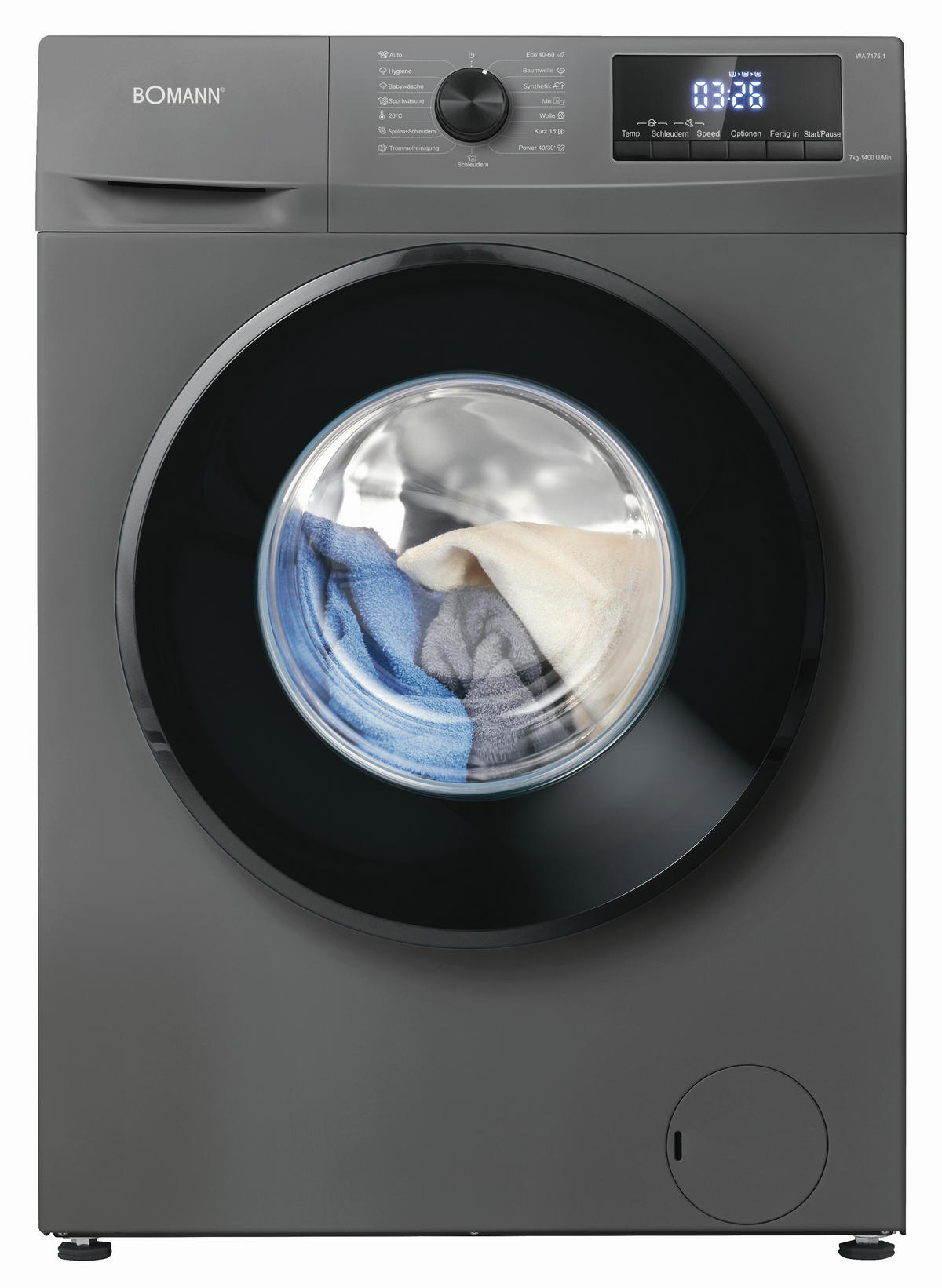WASCHMASCHINE WA 7175.1  - Titanfarben, Trend, Metall (60,0/85,0/47,0cm) - Bomann