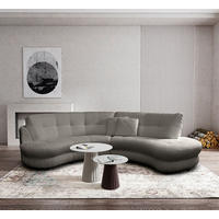 ECKSOFA in Bouclé Dunkelgrau  - Weiss/Dunkelgrau, Design, Kunststoff/Textil (300/113cm) - Livetastic