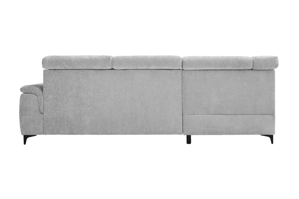 ECKSOFA Silberfarben Chenille Bettkasten, Schlaffunktion, Rücken echt, Kopfteilverstellung, Liegefläche im Originalstoff  - Silberfarben/Schwarz, KONVENTIONELL, Textil/Metall (206/265cm) - Carryhome