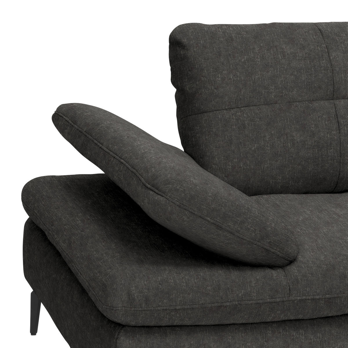 ECKSOFA in Velours Dunkelgrau  - Dunkelgrau/Schwarz, Design, Textil/Metall (301/179cm) - Chilliano