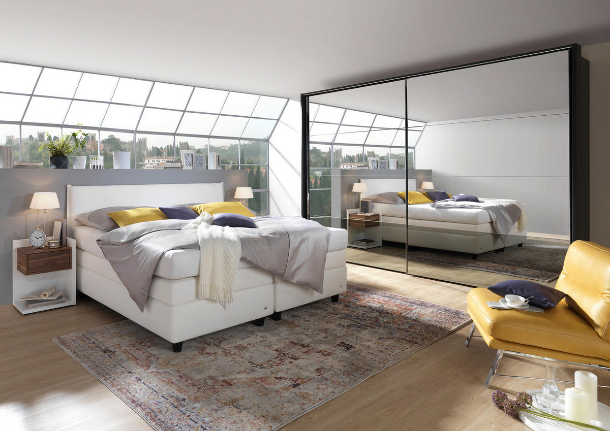 BOXSPRINGBETT 200/200 cm  in Weiss  - Weiss/Schwarz, Konventionell, Kunststoff/Textil (200/200cm) - RUF Betten