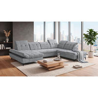 WOHNLANDSCHAFT Mikrovelours Hellgrau  - Hellgrau/Schwarz, Modern, Kunststoff/Textil (169/348/245cm) - MID.YOU