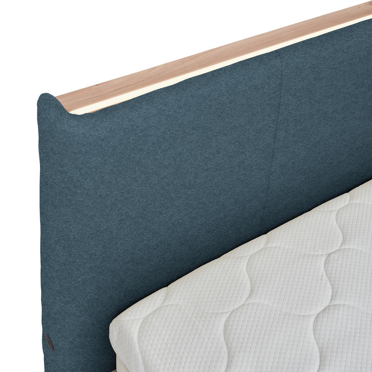 POLSTERBETT Beleuchtung, Lattenrost, Bettkasten Blau 180/200 cm  - Blau/Birkefarben, Design, Holz/Holzwerkstoff (180/200cm) - Lomoco