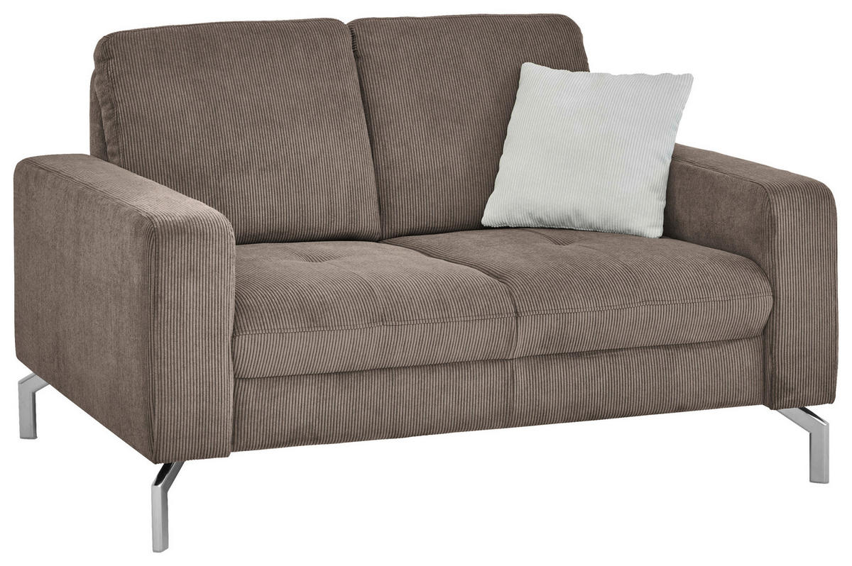 2-SITZER-SOFA  in Feincord Taupe  - Taupe/Chromfarben, Design, Textil/Metall (142/87/105cm) - Beldomo Style