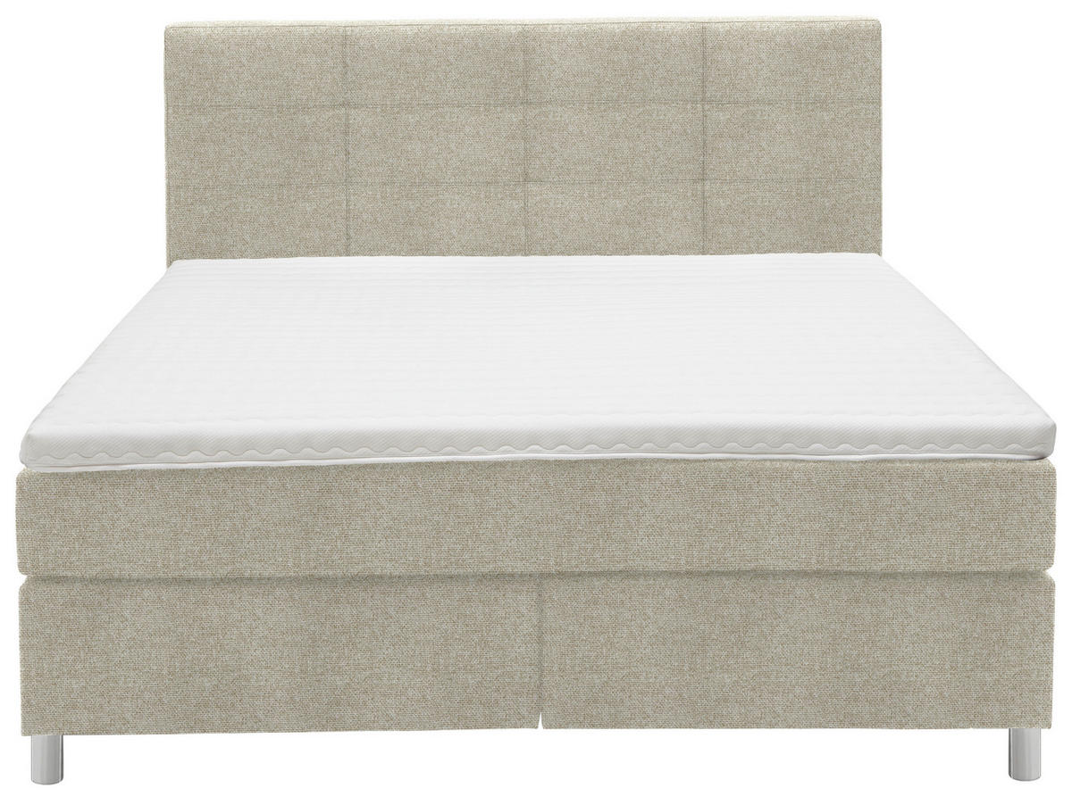 BOXSPRINGBETT 160/200 cm  in Beige  - Chromfarben/Beige, Konventionell, Kunststoff/Textil (160/200cm) - Voleo