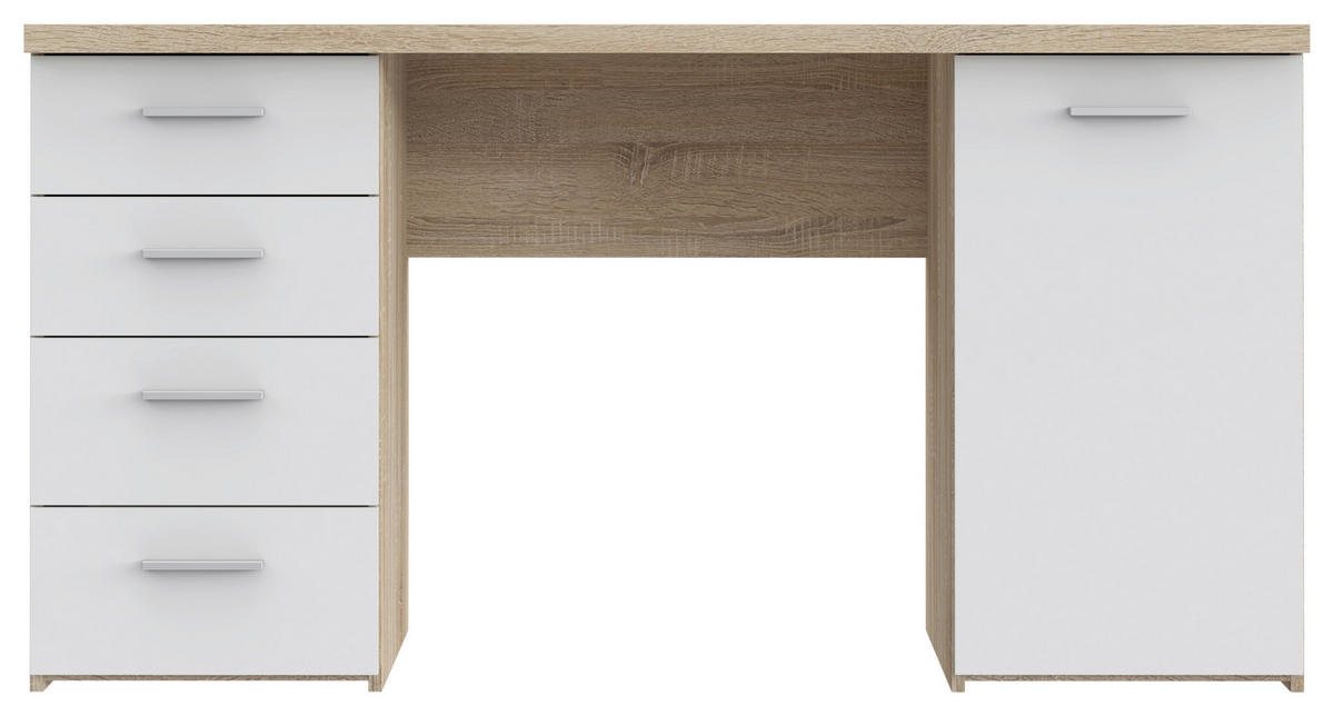 ÍRÓASZTAL 145/76.3/60 cm  - Sonoma tölgy/fekete, Basics, műanyag/faalapú anyag (145/76.3/60cm) - Xora