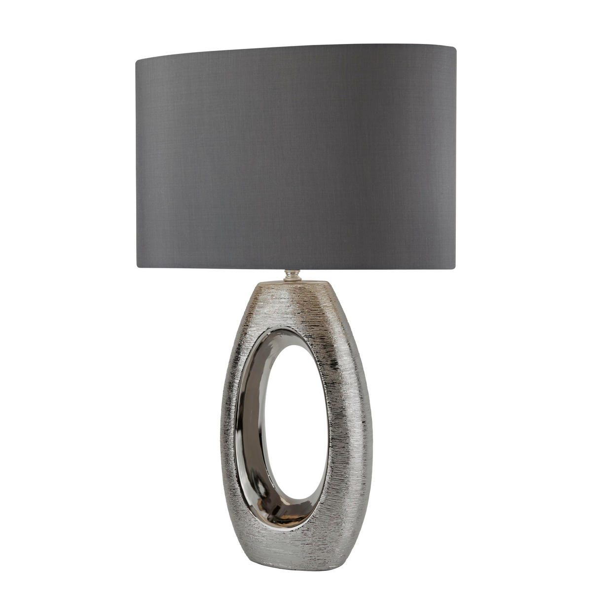 STOLNÁ LAMPA, E27, 40/20/61 cm - sivá/chrómová, Basics, textil/keramika (40/20/61cm)