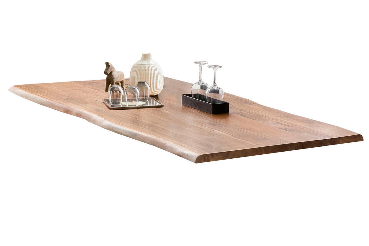 ESSTISCH 200/100/78 cm Echtholz  Holz, Metall rechteckig Braun, Naturfarben  - Braun/Naturfarben, MODERN, Holz/Metall (200/100/78cm) - MID.YOU