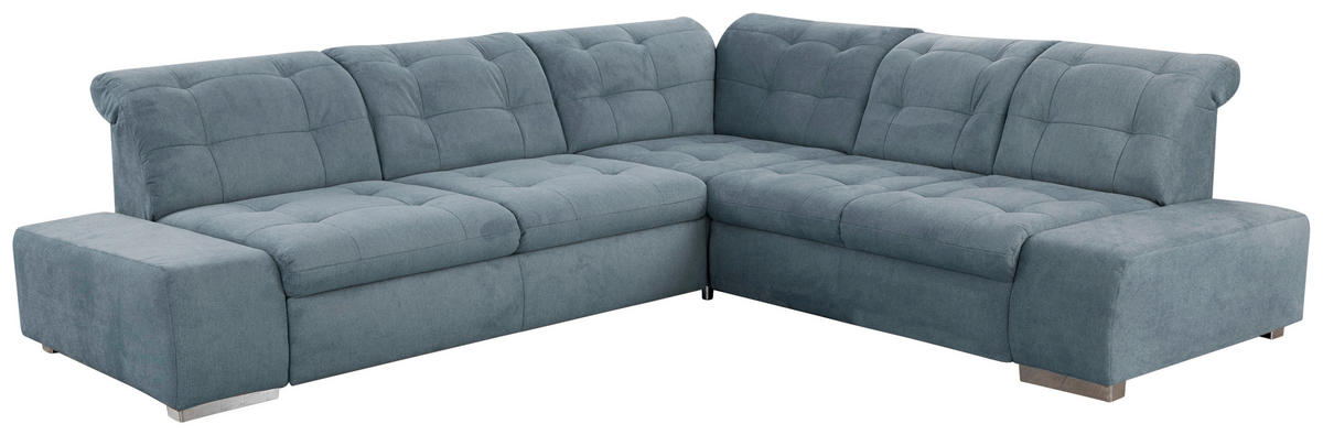 ECKSOFA inkl. Funktion in Flachgewebe Graublau  - Chromfarben/Graublau, Modern, Kunststoff/Textil (283/254cm) - Sit & More
