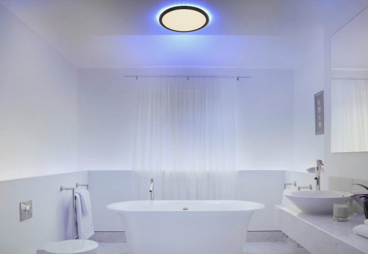 KOUPELNOVÉ STROPNÍ LED SVĚTLO, 29,4/29,4/2,5 cm - bílá/černá, Design, plast (29,4/29,4/2,5cm) - Globo