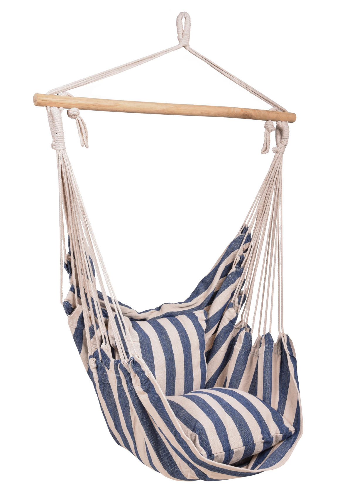 HÄNGESESSEL 65/120/90 cm  - Blau/Weiß, Basics, Holz/Kunststoff (65/120/90cm) - Gardenson