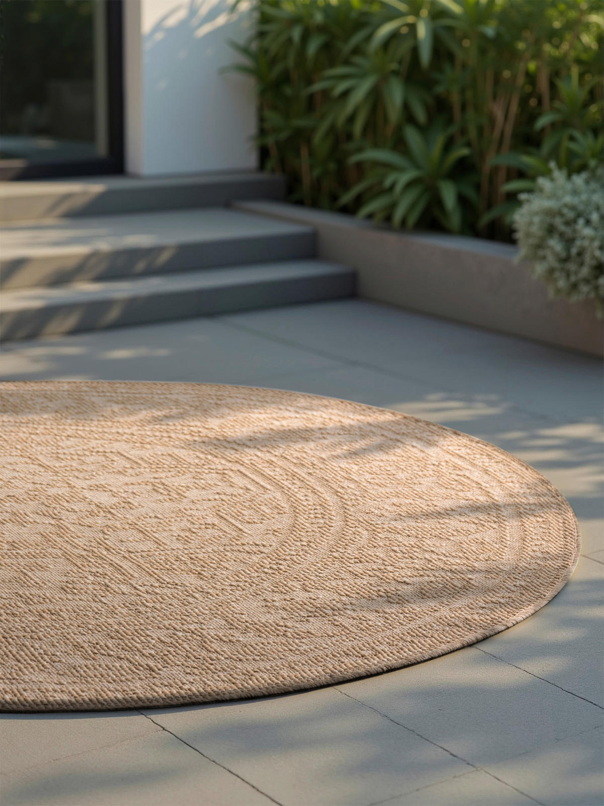 OUTDOORTEPPICH 160 cm Duet Weiß, Sandfarben  - Sandfarben/Weiß, Design, Kunststoff (160cm)