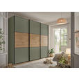 SCHWEBETÜRENSCHRANK  in Salbeigrün, Eiche Artisan  - Salbeigrün/Schwarz, Holzwerkstoff/Metall (249/222/68cm) - Moderano
