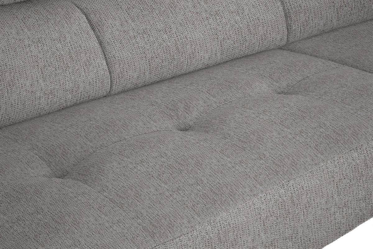 ECKSOFA in Webstoff Taupe  - Taupe/Schwarz, Design, Textil/Metall (280/205cm) - MID.YOU