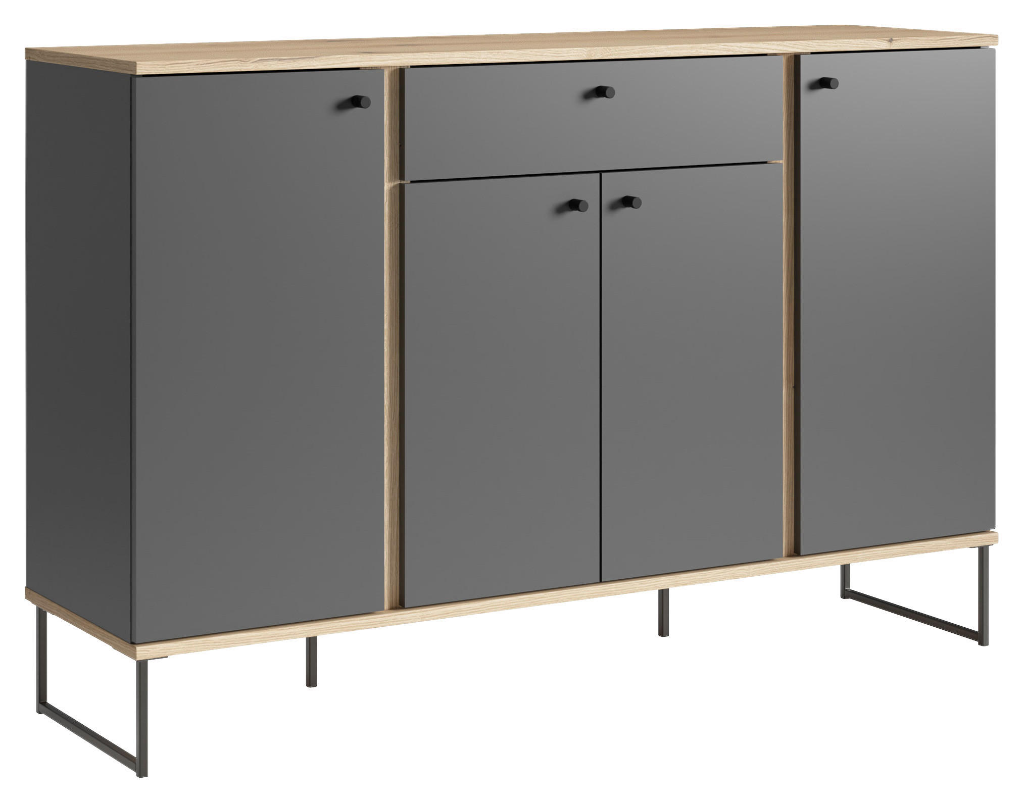 SIDEBOARD 135/89/38 cm  in Anthrazit, Eichefarben  - Eichefarben/Anthrazit, Basics, Holzwerkstoff/Kunststoff (135/89/38cm) - Xora
