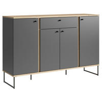 COMODĂ CU UșI 135/89/38 cm  - culoare lemn stejar/antracit, Basics, plastic/metal (135/89/38cm) - Xora