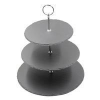 ETAGERE 3-stöckig - Chromfarben/Schwarz, Basics, Stein/Metall (30/34cm) - Ambia Home