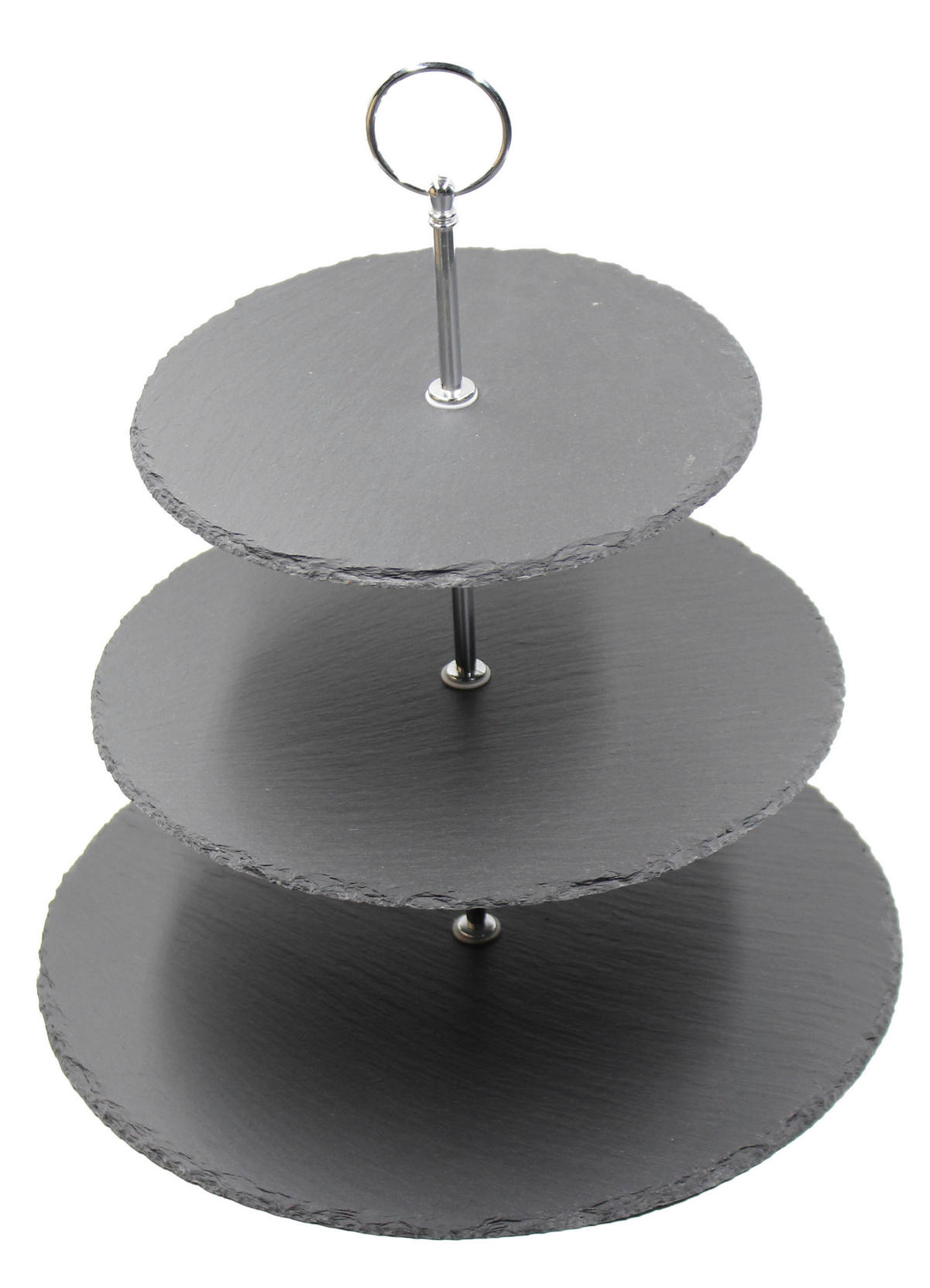 ETAGERE 3-stöckig - Chromfarben/Schwarz, Basics, Stein/Metall (30/34cm) - Ambia Home