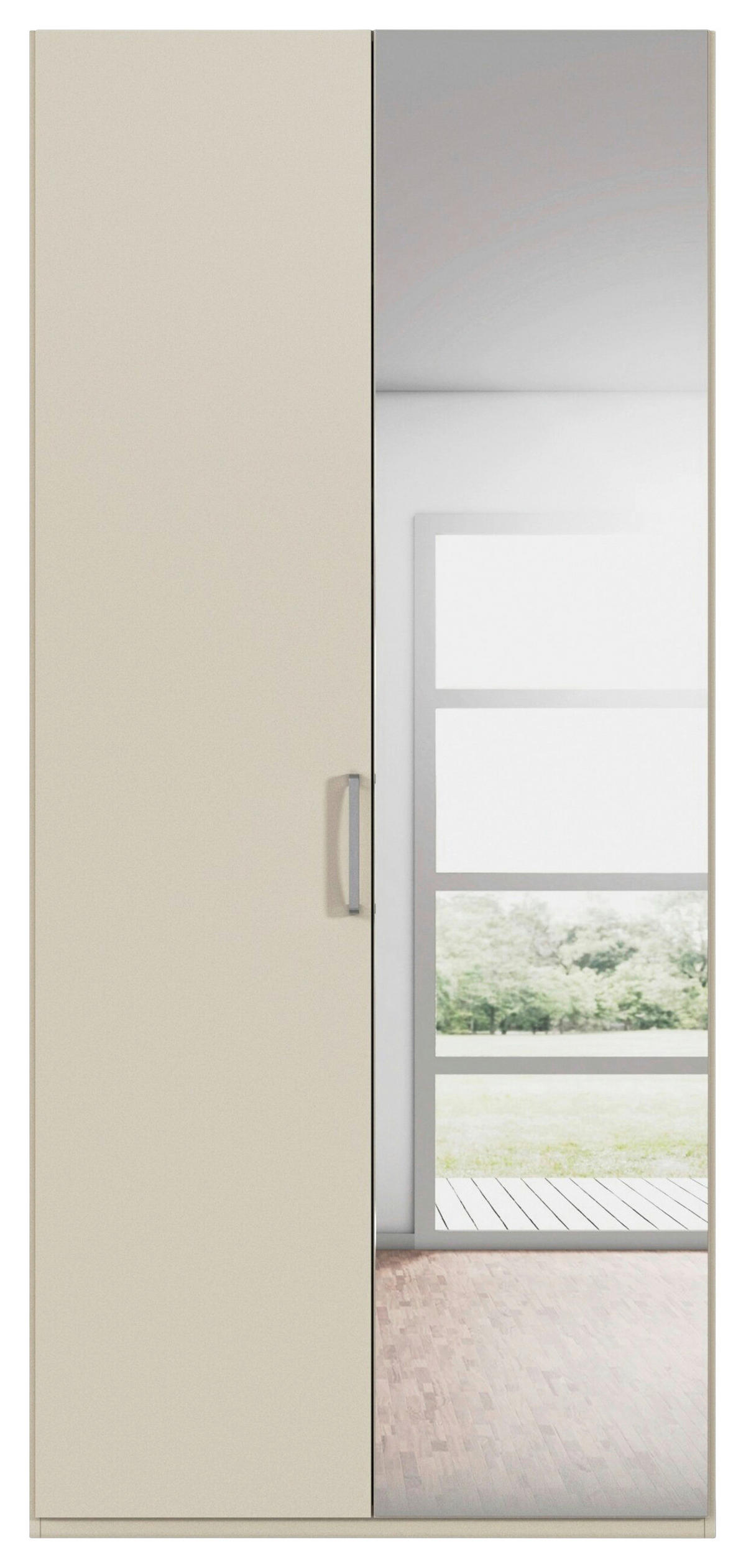 DREHTÜRENSCHRANK 101/223/61 cm,  in Champagner, 2-türig  - Chromfarben/Edelstahlfarben, Basics, Glas/Holzwerkstoff (101/223/61cm) - Novel